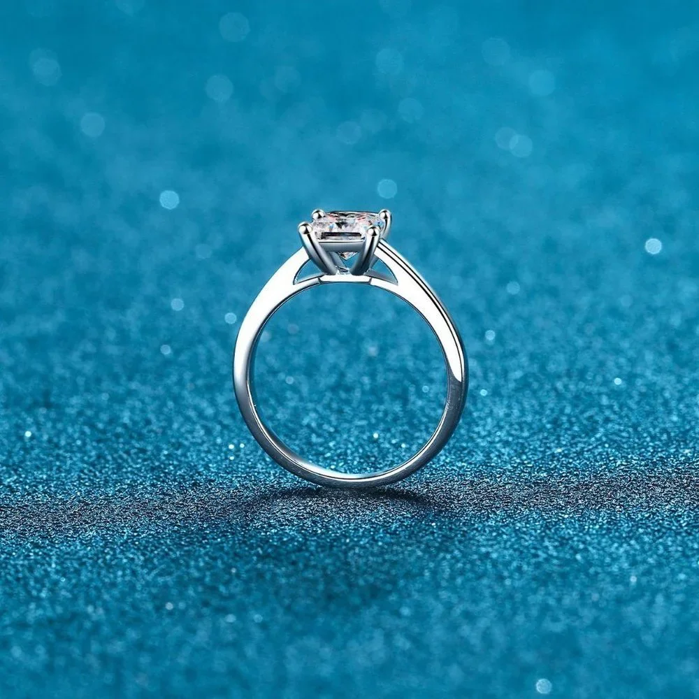 Certified 2ct. t.w. Moissanite Diamond Princess Cut Engagement Ring NEW - Picture 5 of 9